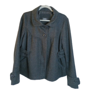 B Moss Wool Blend Button Up Coat Large